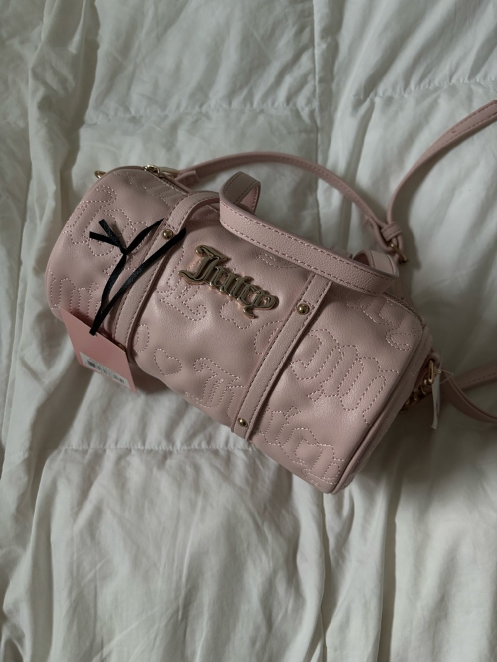 Juicy Couture Light Pink Quilted Mini Barrel Bag with Logo - Picture 4 of 4